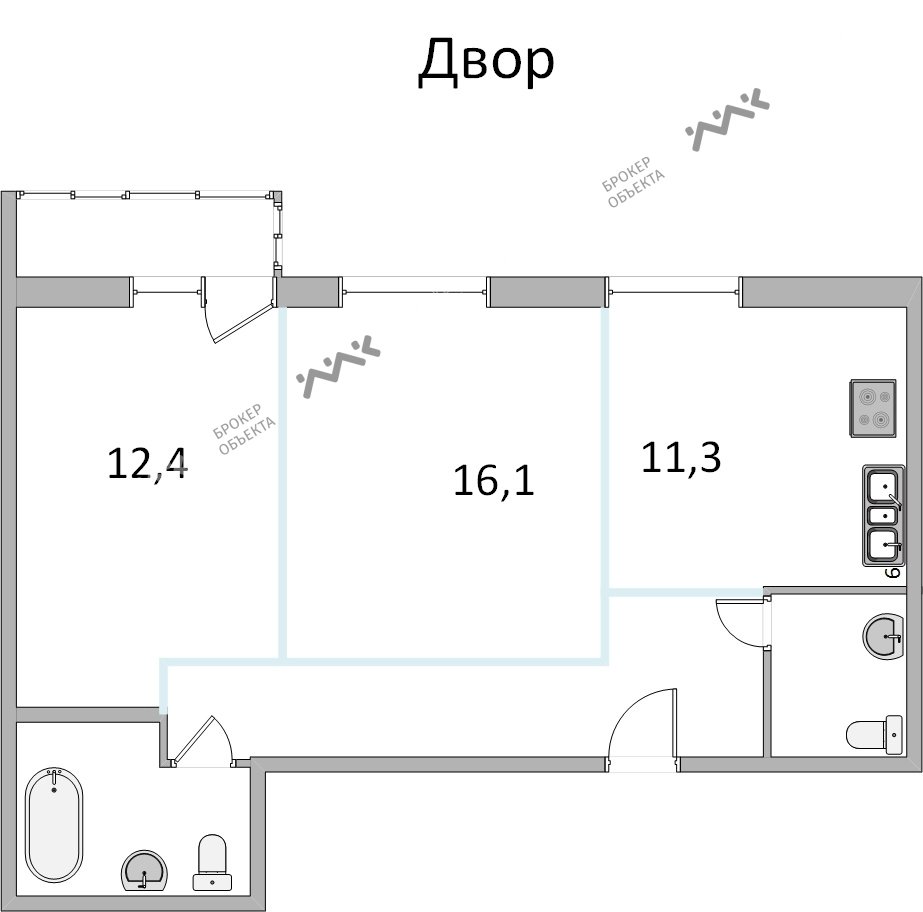 2 комн. кв. 58 m2 9/11 этаж Пискаревский проспект, д.1 Купить по цене  9670000 ₽